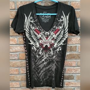 Sinful by Affliction Black Wings T-Shirt